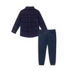 Andy & Evan  Kids  Plaid Cord Buttondown & Navy Joggers Set - 3 of 4