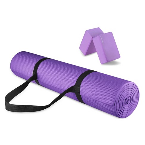 All Purpose 1/4-Inch High Density Anti-Tear Exercise Yoga Mat with Carrying Strap, Purple, Mat only