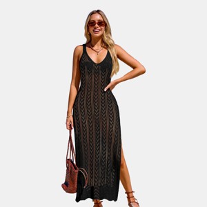 Women's Crotchet Cutout Maxi Slip Beach Cover-Up - Cupshe - 1 of 4