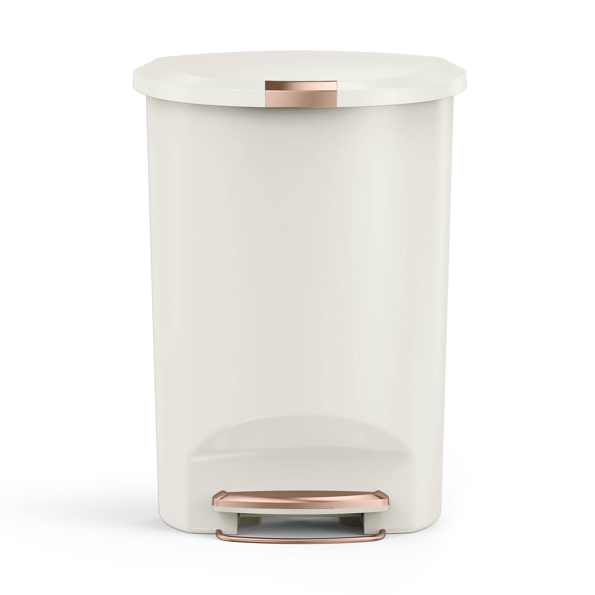simplehuman 50L Semi-Round Plastic Step Trash Can Cream