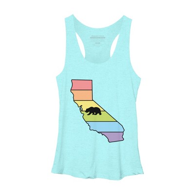 Adult Design By Humans California State Bear Pride Rainbow Flag By mellowrainbowRacerback Tank Top
