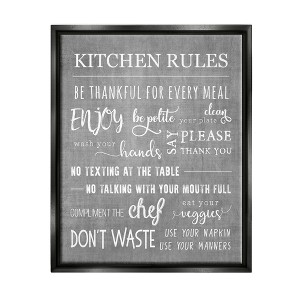 Stupell Industries Kitchen Rules Rustic Grey List Framed Canvas - 1 of 3