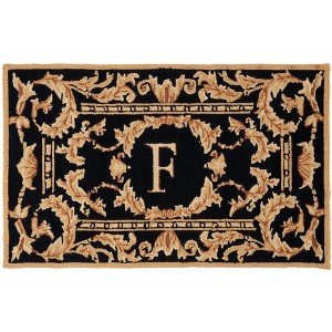 Monogram MON219 Hand Hooked Outdoor Door Mat - Black - 2'6"x4' - Safavieh - 1 of 2