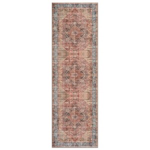 World Rug Gallery Calista Multi Vintage Indoor Rug – Machine Washable Flat Pile with Non-Slip Backing - 1 of 4