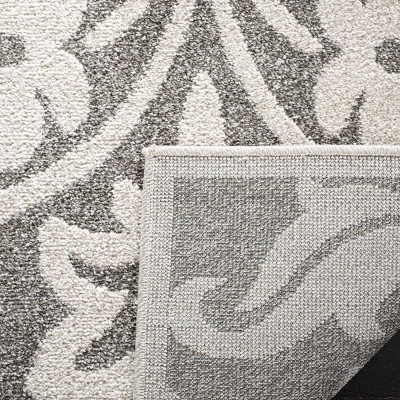 Elegant Gray and Beige Floral 8' x 10' Synthetic Area Rug