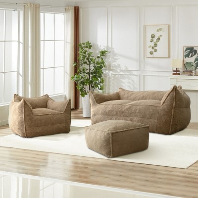 Teddy Lazy Sofa Bean Bag Couch, Comfy Lazy Sofa Chair with Ottoman for Adults, Single Seat or Love Seat for Living Room, Apartment – Cuddlewood
