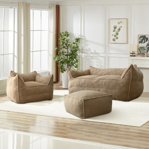 Teddy Lazy Sofa Bean Bag Couch, Comfy Lazy Sofa Chair with Ottoman for Adults, Single Seat or Love Seat for Living Room, Apartment – Cuddlewood - 1 of 4