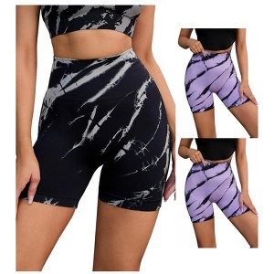 INSPIRE CHIC 3 Packs Women's Tie Dye High Waist Workout Running Fitness Thigh Slimmers Shapewear Shorts - 1 of 4