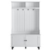 TIRAMISUBEST 3-in-1 Hall Tree with Storage Bench & 4 Hooks - Entryway Organizer for Coats, Shoes & Bags, Farmhouse Style, White, 40" - 3 of 4