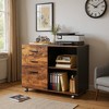GALAXHERO 3-Drawer Wood Mobile File Cabinet, Lateral Filing Cabinet with Printer Stand and Open Storage Shelves for Home Office - 3 of 4