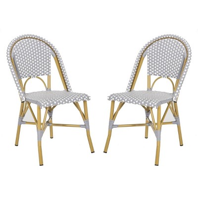Salcha Gray and White Wicker Bistro Side Chair Set