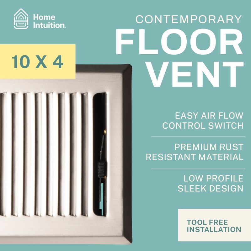Home Intuition Contemporary Decorative Floor Register Vent with Mesh Cover Trap, 2 of 8