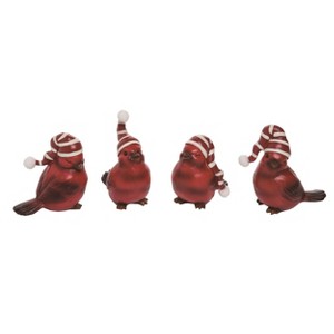 Transpac Christmas Holiday Polyresin Red Cardinal with Hats Tabletop Figurine Decoration Set of 4, 3.0H inch - 1 of 2