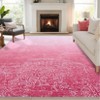 Vintage Distressed Floral Print Machine Washable Area Rug, Soft Non Slip Throw Carpet for Home Office - 3 of 4