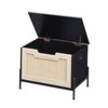 Acekool Rattan Storage Bench with Safety Hinges, Upholstered Entryway Shoe Bench and Storage Box, for Hallway Bedroom Living Room, Natural - 3 of 4