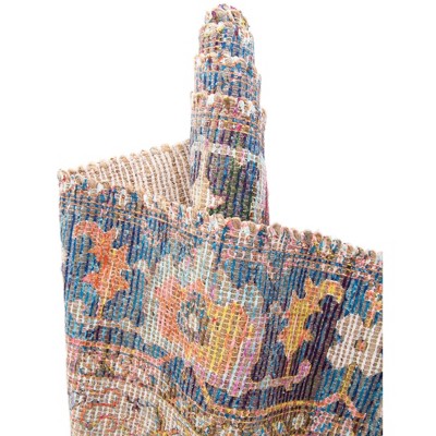 Handwoven Light Blue and Multicolor Chenille Floral 8' x 10' Area Rug