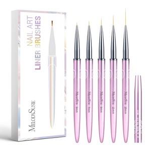 MelodySusie Nail Art Liner Brushes 5Pcs - Rose Gold, Sizes 5/7/9/11/20mm - 1 of 4
