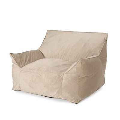 Velveteen Bean Bag Chair with Armrests