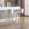 VYNXARIA 30 Inch Set of 2 Bar Stools,with Chrome Footrest and Base Velvet + Golden Leg Simple Bar Stool,Cream - 4 of 4