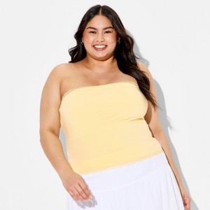 Women's Strapless Lace Trim Tube Top - Wild Fable™ Yellow 2X : Target