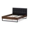 King Mitchell Rustic Industrial Walnut Wood Black Faux Leather