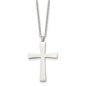 Black Bow Jewelry Stainless Steel Polished Cross Necklace, 18 Inch - 1 of 4