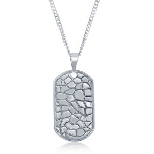 Metallo Stainless Steel Designed Dog Tag Necklace - Silver - 22 Inch - 1 of 3