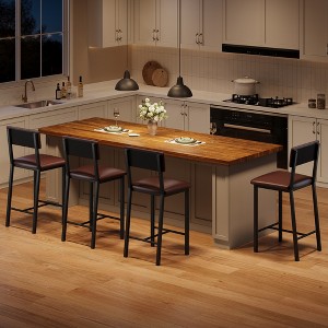 Set of 4 Bar Stools, 25" Height Counter Stools with Ergonomic Backrest, PU Leather Seat, Heavy-Duty Metal Frame for Kitchen, Bar, Restaurant - 1 of 4