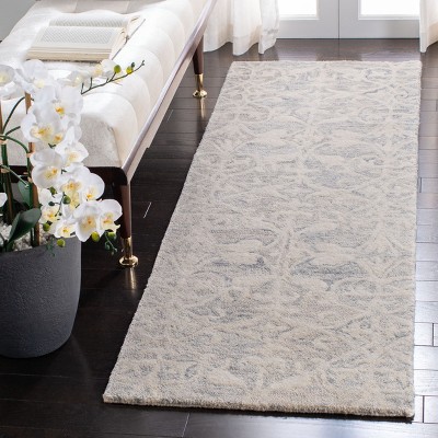Handmade Gray Wool Tufted Area Rug, 2'-3" x 7'