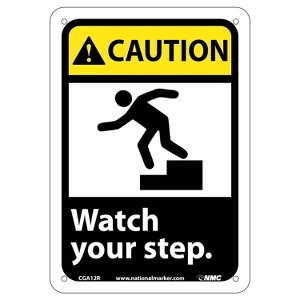 National Marker Caution Signs; Watch Your Step (W/Graphic) 10X7 Rigid Plastic CGA12R - 1 of 1