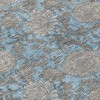 Blue Gray And Silver Floral Washable Indoor Outdoor Area Rug - 4 of 4