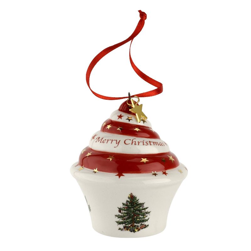 Spode Christmas Tree Cupcake Ornament - 3", 1 of 4