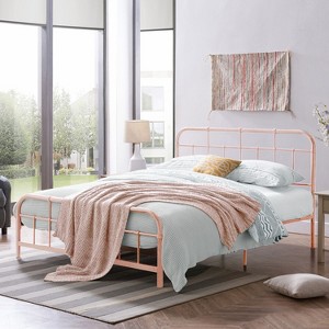 Christopher Knight Home Sabine Industrial Iron Platform Bed Frame with Rounded Corner Headboard and Footboard - 1 of 4