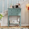 CENGHU Narrow Console Table, Slim Sofa Table with Three Storage Drawers and Bottom Shelf, Ideal for Entryway and Living Room, Light Blue - 2 of 4