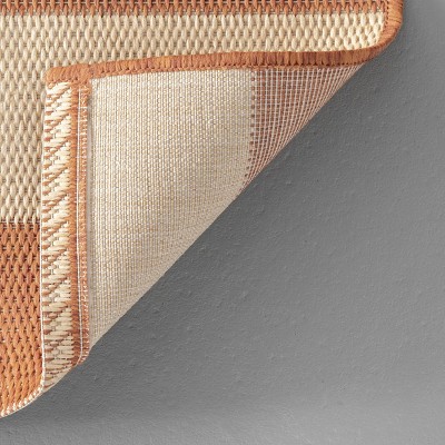 Terracotta Stripe Square Synthetic 64" Easy-Care Outdoor Rug