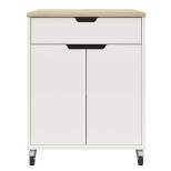 Vario 2 Door and 1 Drawer Storage Cart with Locking Casters White/Weathered Oak - Room & Joy