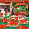 DYLIVeS Christmas Tree Party Supplies,Christmas Party Tableware Xmas Party Decorations, Disposable 9" Xmas Paper Plates and Napkins Sets Cups Forks - 3 of 4