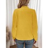 Women's Elegant Notched V Neck Flounce Long Sleeve Shirt Frill Trim Blouse Tops - 4 of 4