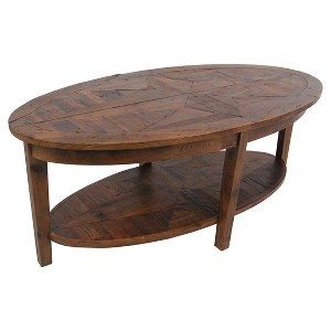 Alaterre Revive 48-inch Oval Coffee Table with Storage Shelf for Living Room Décor, Natural - 1 of 4