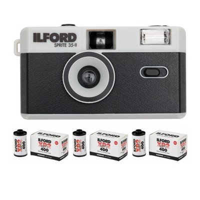 Ilford Sprite 35-II Reusable/Reloadable 35mm Film Camera (Black & Silver) Bundle