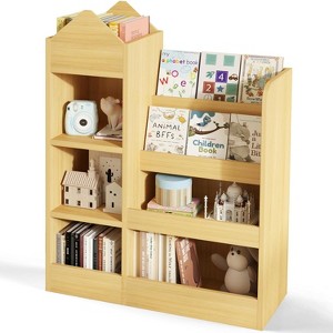 Zevemomo 4 Tier Kids Bookshelf and Toy Storage,Wooden Children Bookshelf,Toy Storage with Bookshelf for Playroom,Classroom, Bedroom, Library, Beige - 1 of 4