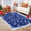 Washable Modern Red Snowflake Xmas Rug Non Slip Low Pile Rug Soft Throw Floor Cover Foldable Indoor Carpet for Living Room Bedroom Playroom Nursery - 2 of 4
