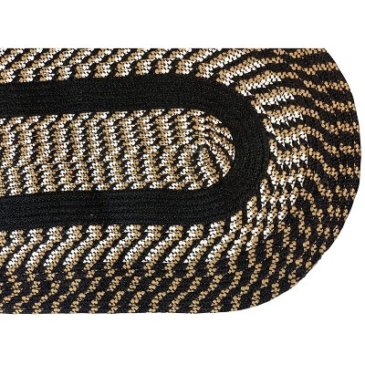 Newport Braided Oval Rug in Black - Synthetic, Reversible and Washable