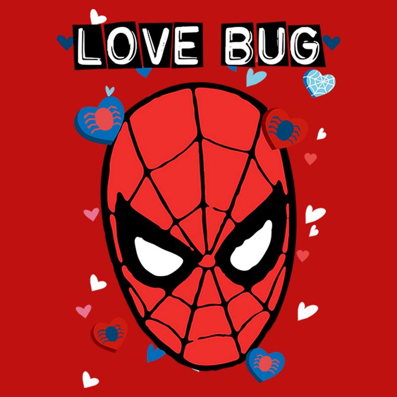 Juniors Womens Marvel Spider-Man Candy Heart Love Bug T-Shirt, 2 of 5