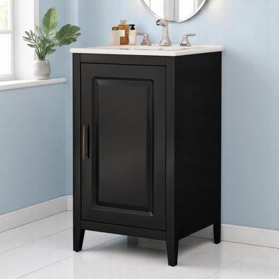 Mshliw 20.3 Inch Bathroom Vanity with Sink, Freestanding Cabinet with Soft Close Door, Drawer and Door Shelf