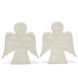 Slickblue Soapstone Angel Set of 2 – Hand-Carved, 3” High, Inscribed with Psalm 37:3 and Psalm 46:1 - 1 of 4