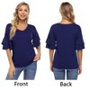 Womens V Neck Tunic Blouse Tiered Short Sleeves Loose Fit Summer Top Shirts - 3 of 3