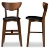 Set of 2 Baxton Studio Eline Mid Century Modern Walnut Finished Wood Faux Leather Upholstered Counter Height Barstools Black: Oval Back, Spot Clean - 3 of 4