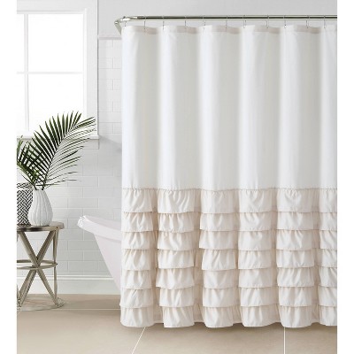 72"X72" Melanie Ruffle Shower Curtain Taupe - VCNY