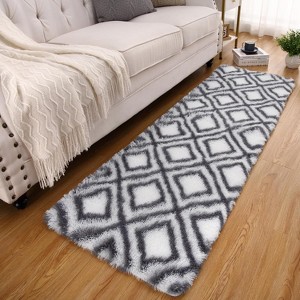 Area Rug for Living Room Bedroom Machine Washable Modern Diamond Rug Non-Slip Medium Pile Stain-Resistant Dining Accent Carpet - 1 of 4